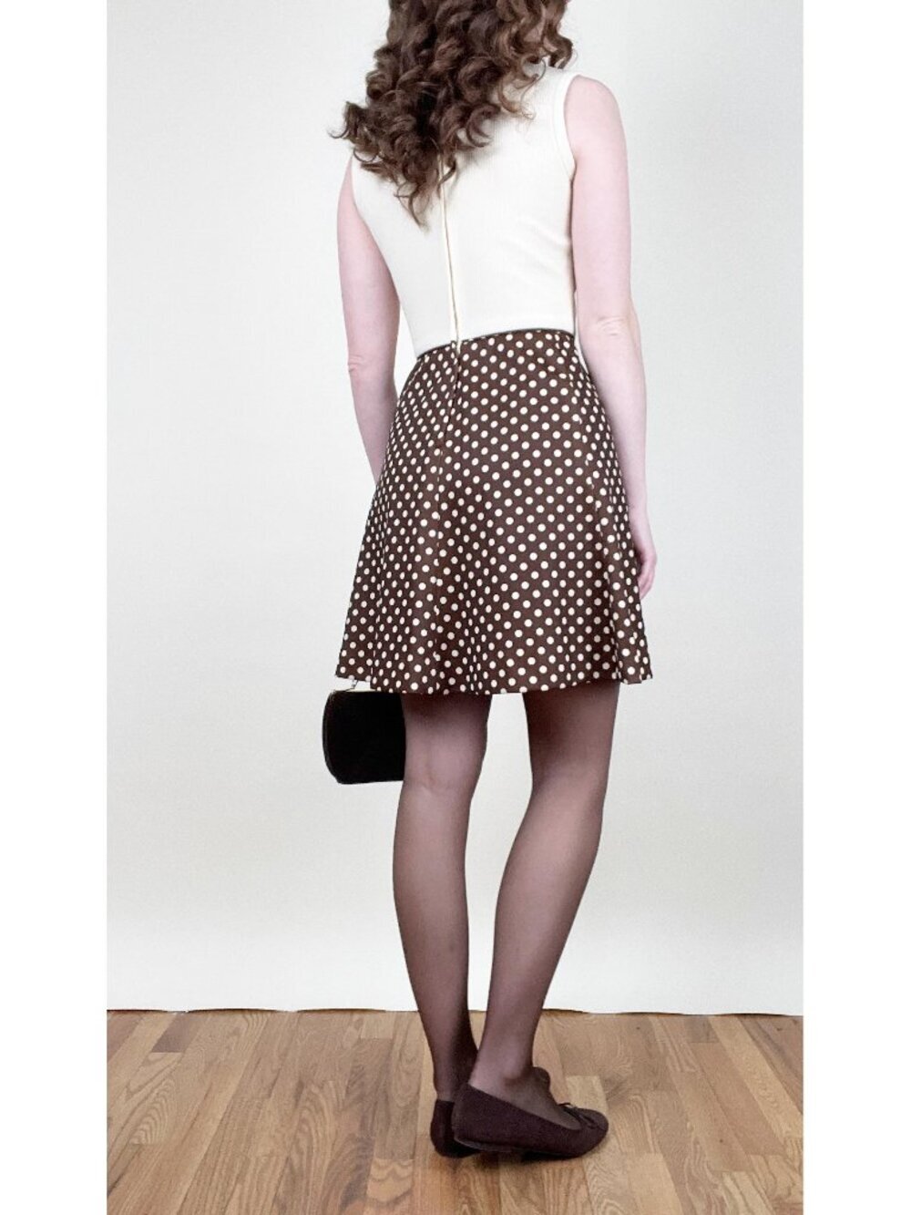 Vintage 1960s Mod Mini Dress High Waisted Prep A-Line Fit & Flare Preppy 60s 70s - Picture 5 of 9